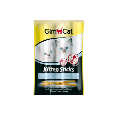 تشویقی مدادی بچه گربه جیم کت طعم بوقلمون 3 عددی مدل(GimCat Kitten Sticks with Turkey) با وزن 3 گرم
