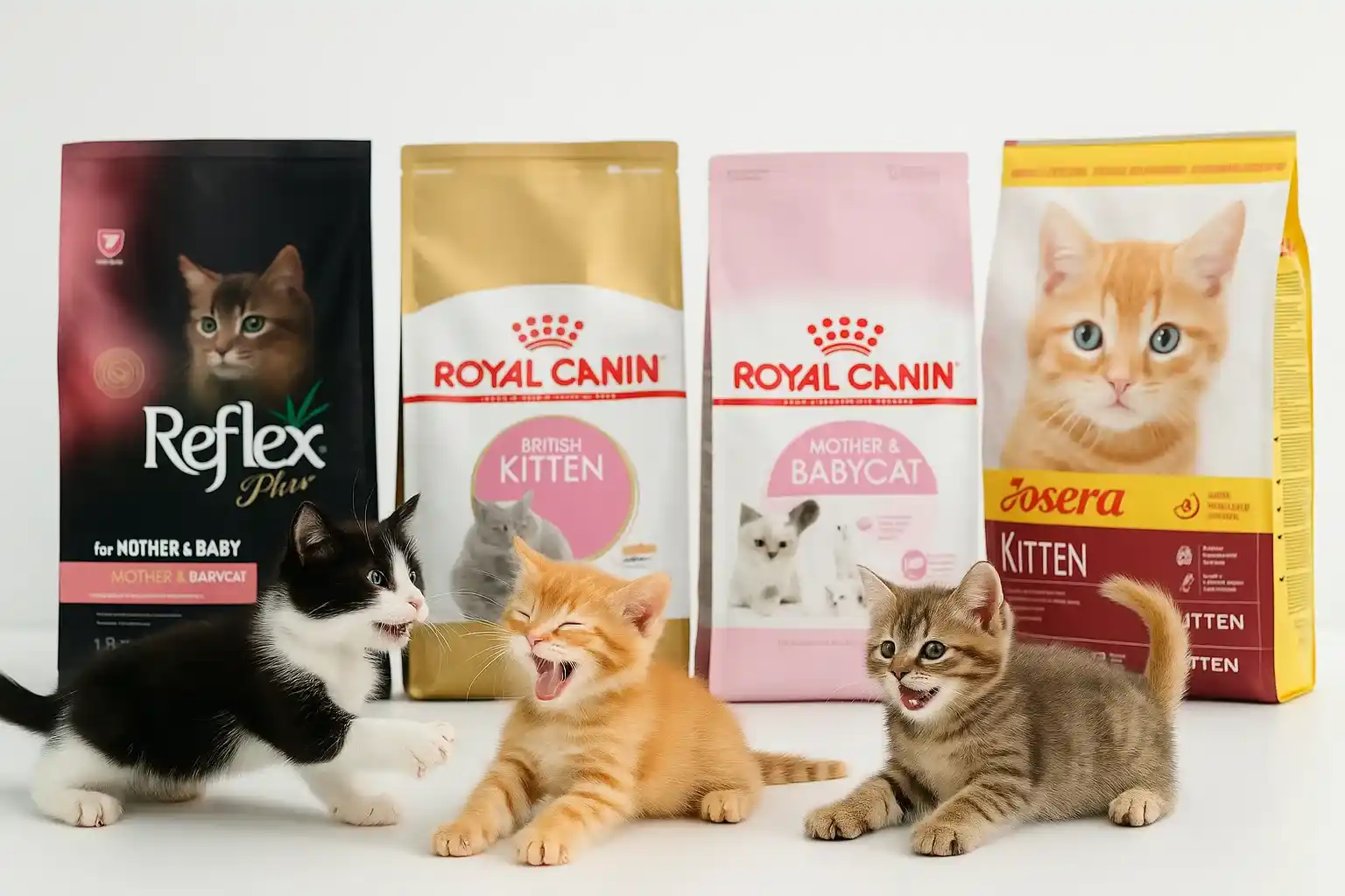 بازی چند بچه گربه در میان بسته‌های غذای بچه گربه خیابانی