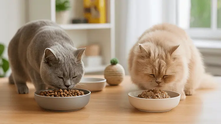 مقایسه غذای خشک و مرطوب گربه