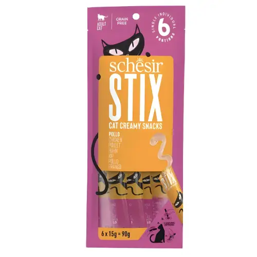 بستنی گربه شسیر با طعم مرغ Schesir Stix Cat Creamy Snacks with Chicken